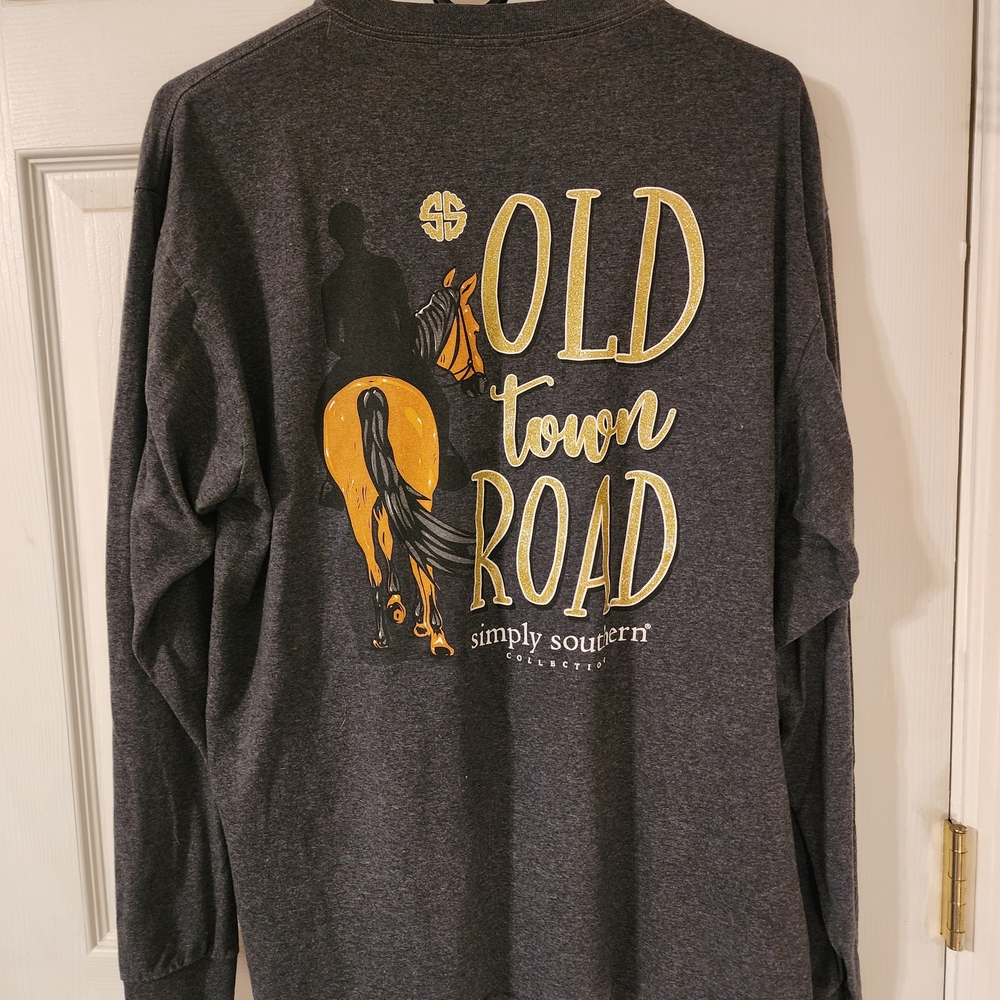 Simply Southern Charcoal Old Town Road Long Sleeve Tee